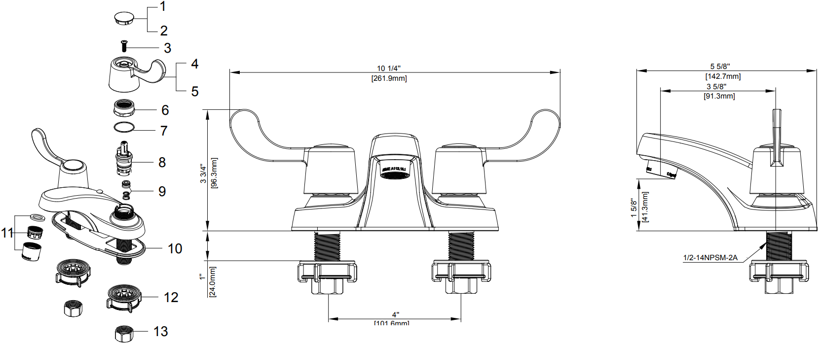 Two Handle Lavatory Faucet Specifications Images