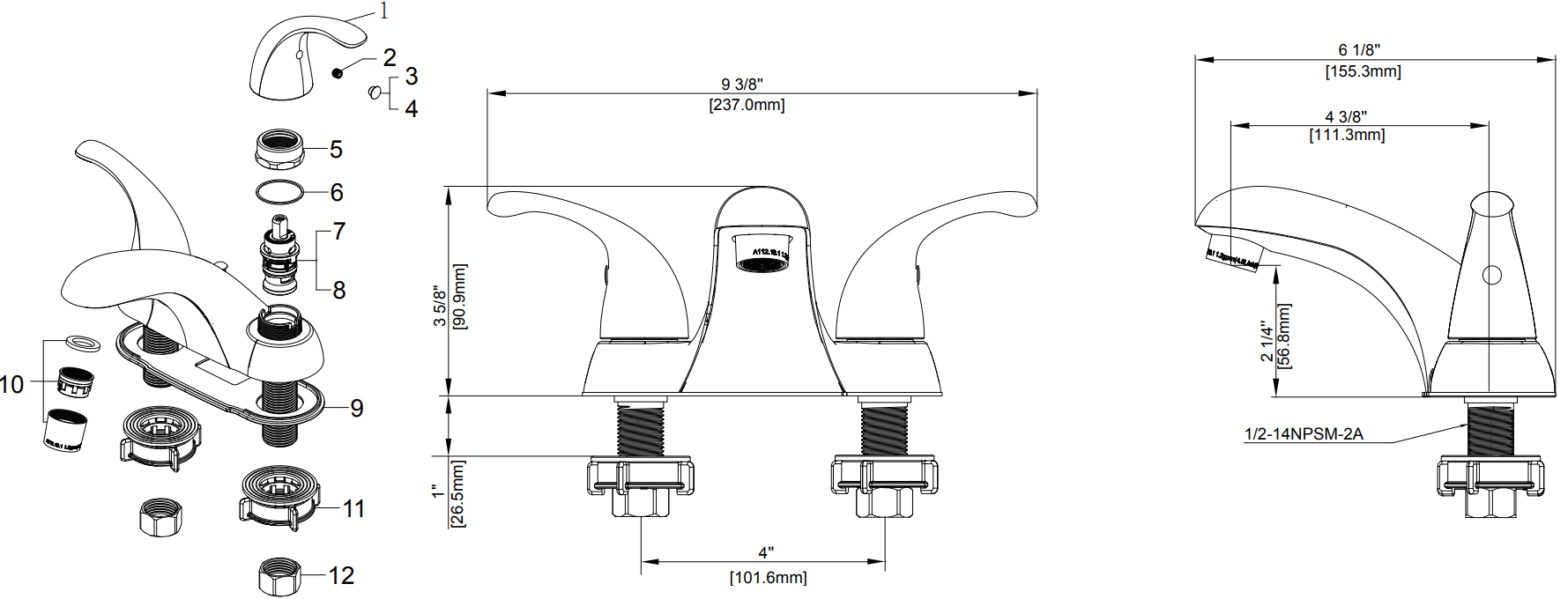 Two Handle Lavatory Faucet Specifications Images