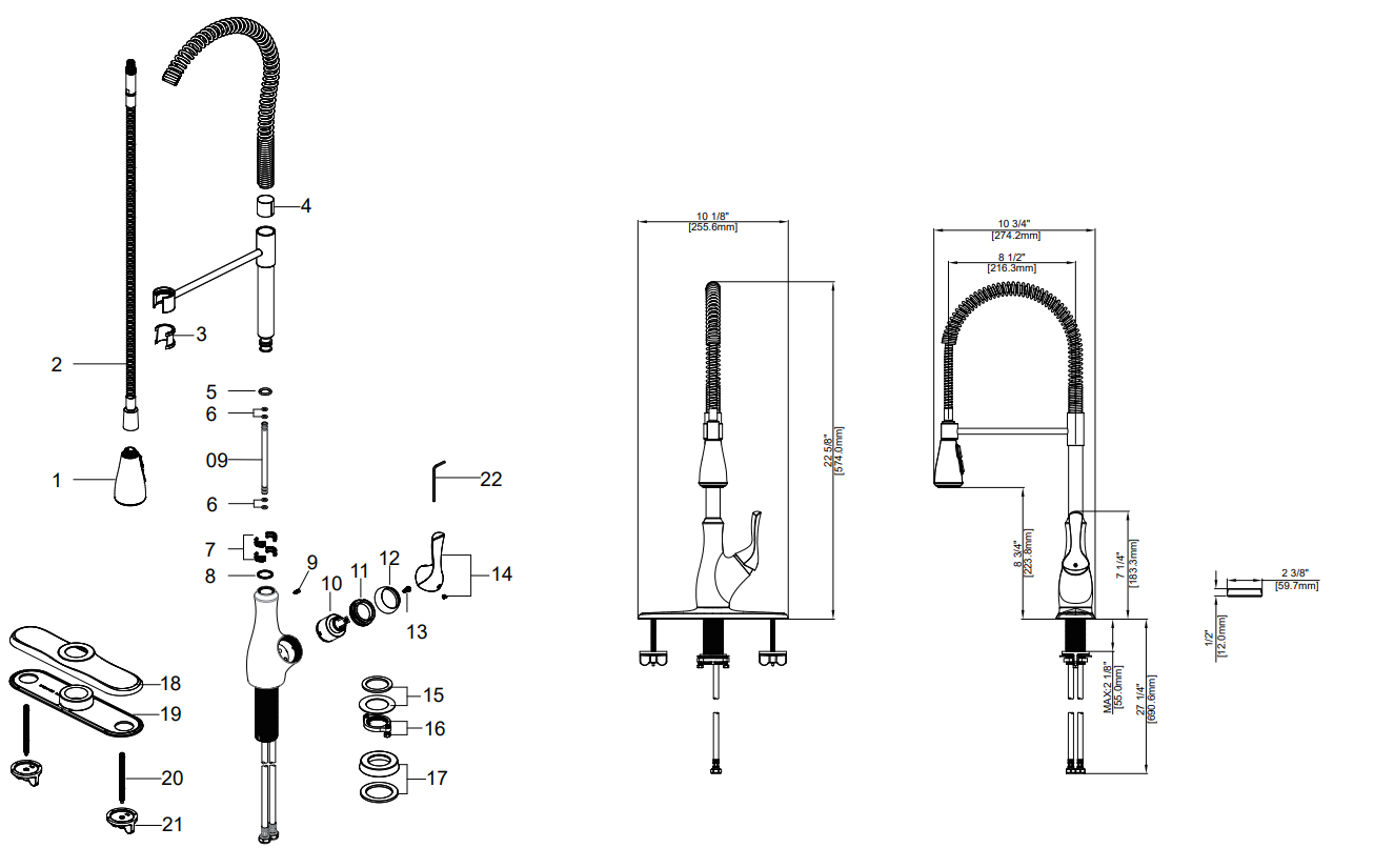 Single Handle Industrial Kitchen Faucet Specifications Images