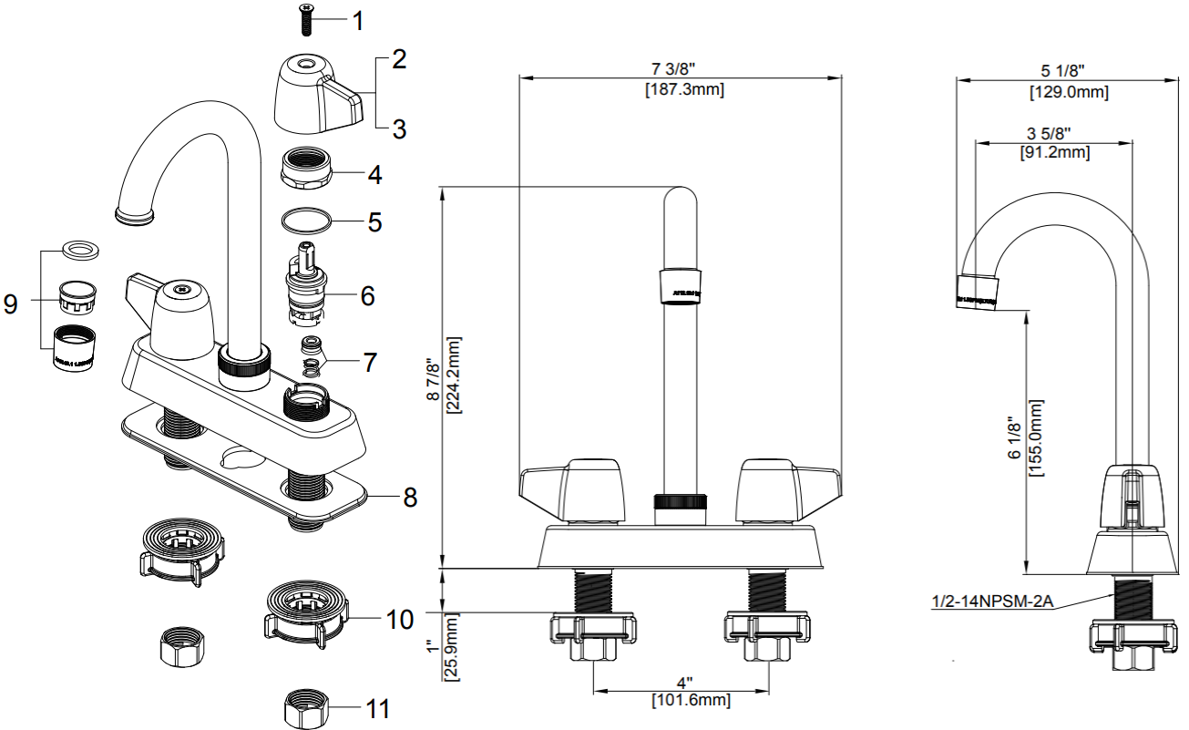 Two Handle Bar Faucet Specifications Images