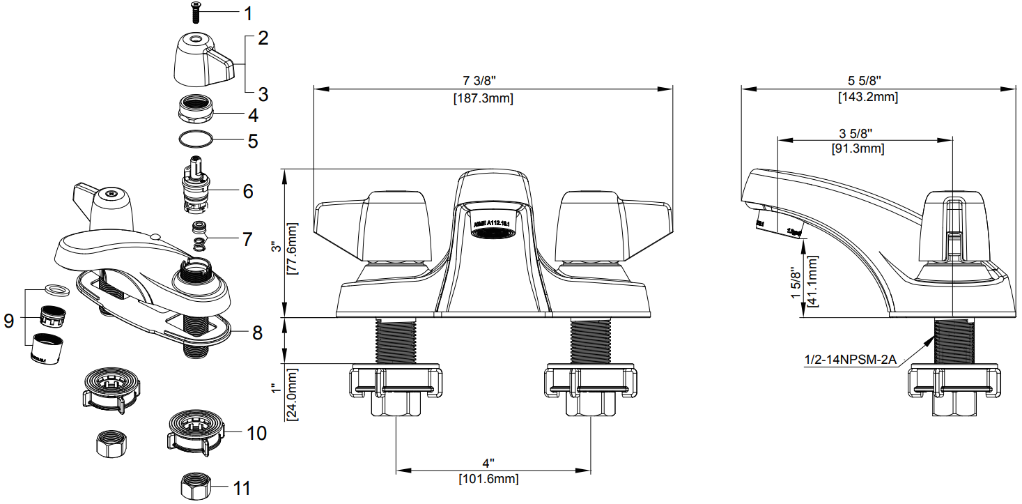 Two Handle Lavatory Faucet Specifications Images