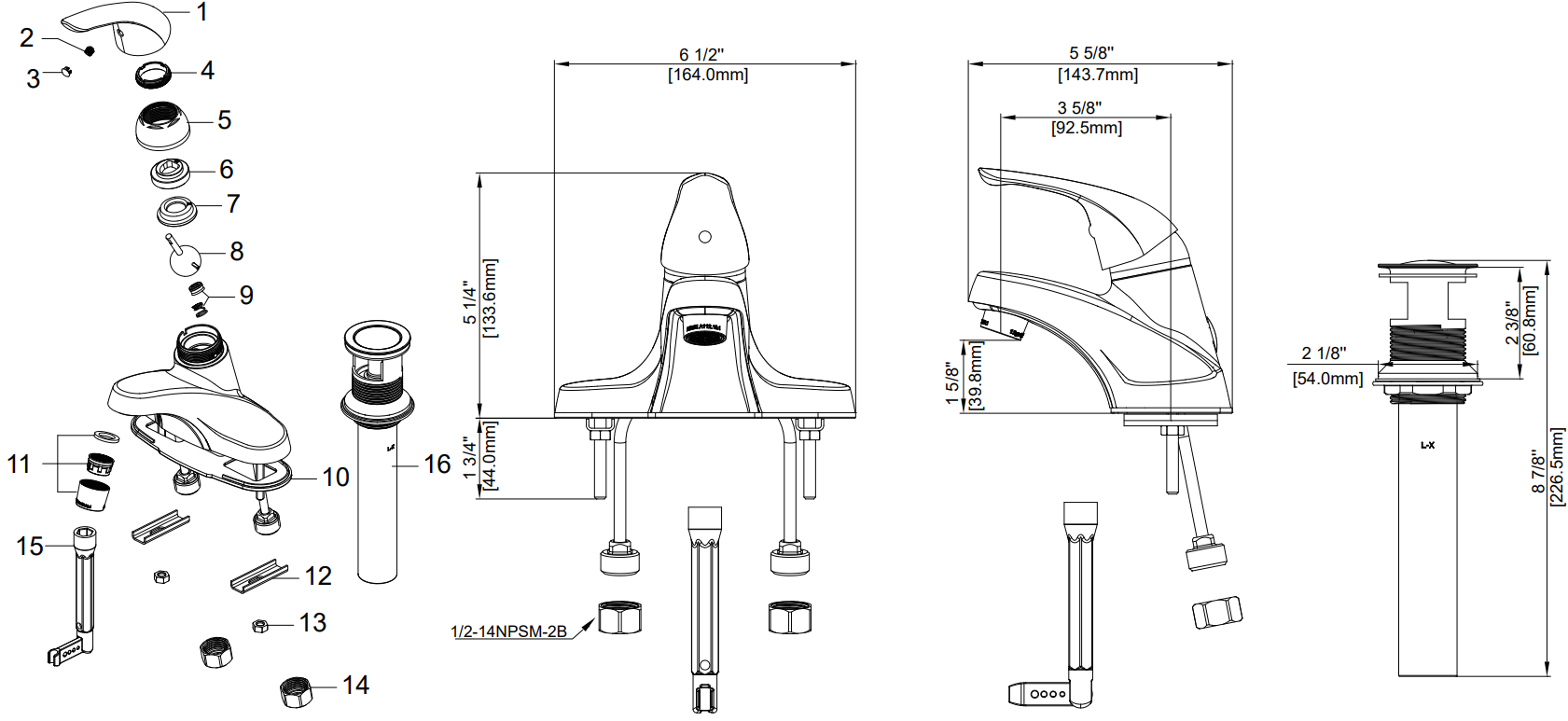 Single Handle Lavatory Faucet Specifications Images