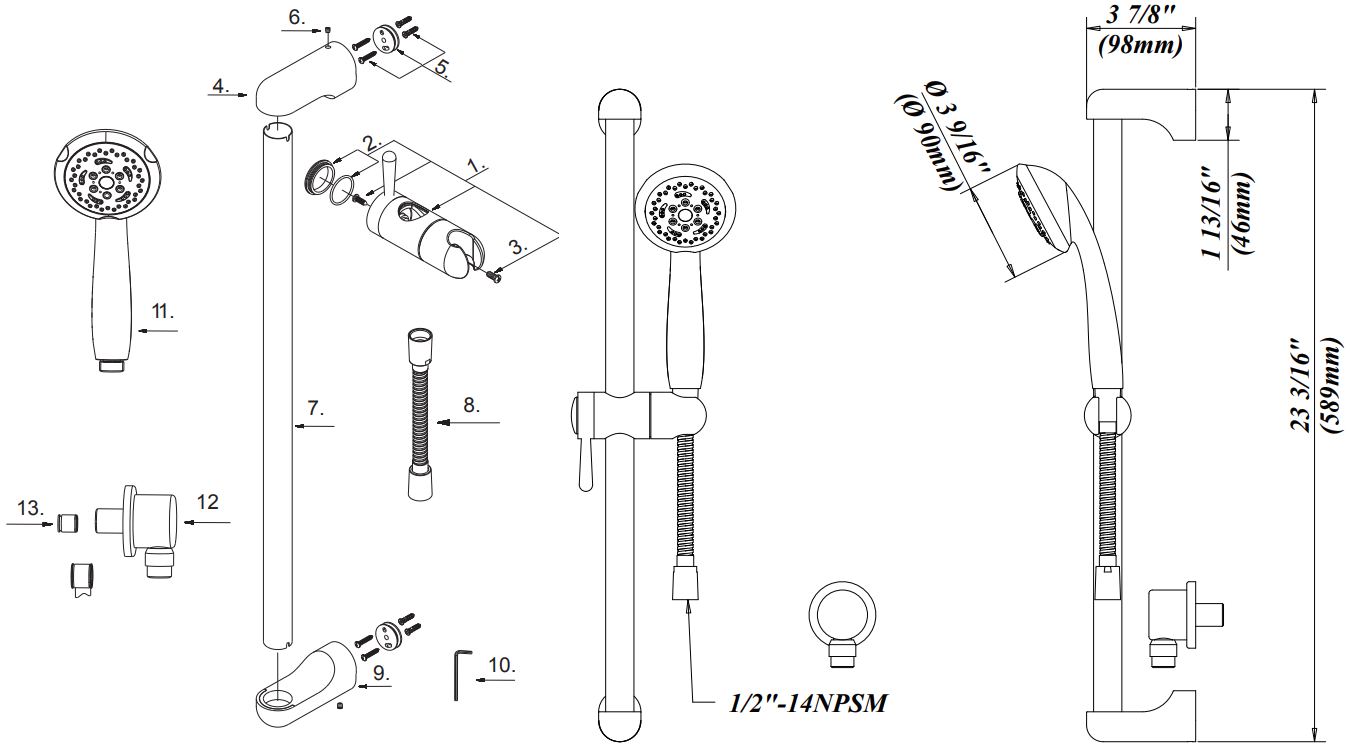 Hand Showers Specifications Images