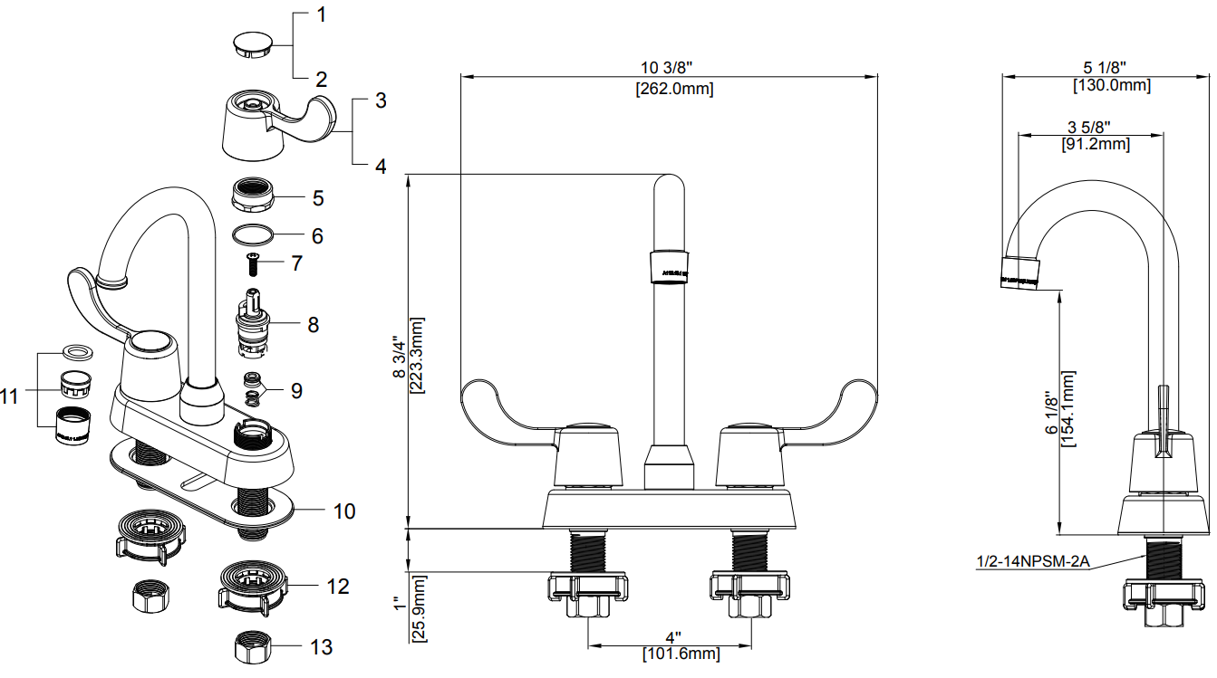 Two Handle Bar Faucet Specifications Images