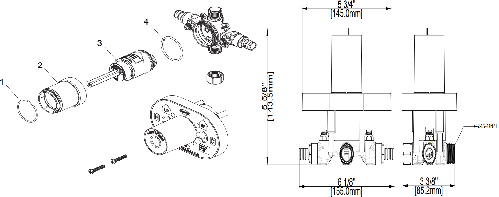 Single Control Ceramic Pressure Balancing Valve Pex Connection With Stops  Specifications Images