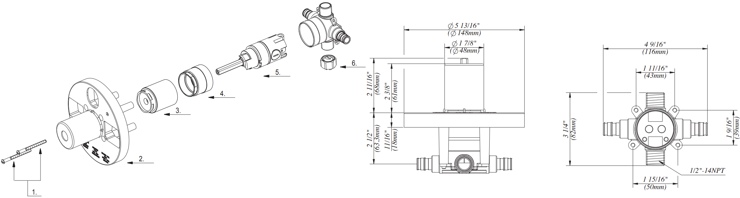 Single Control Pressure Balancing Valve Type A Pex Connection Less Stops  Specifications Images