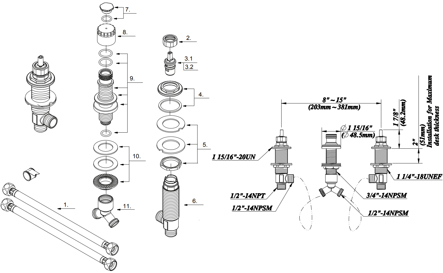 Roman Tub High Flow Loose Body Rough-In Valve With Ceramic Cartridges Specifications Images