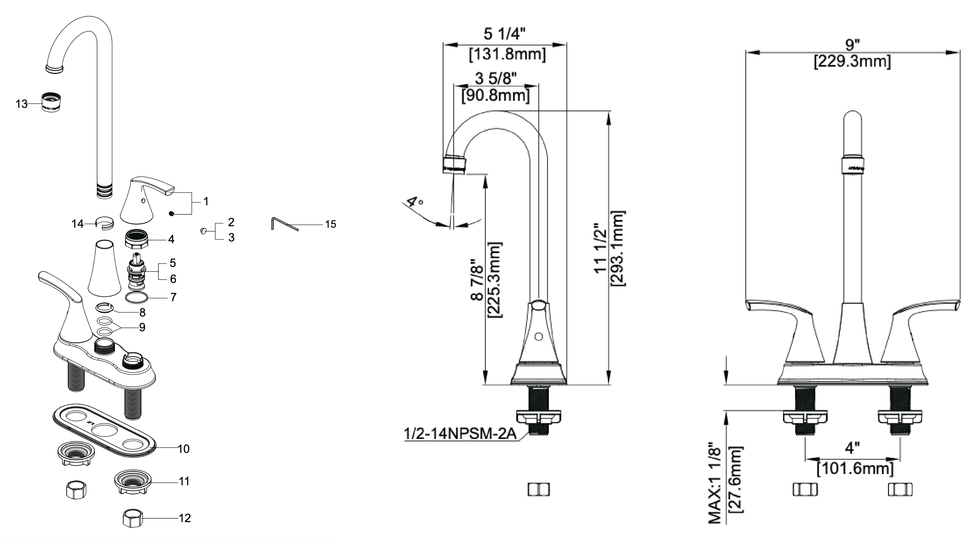 Single Handle Pull-Down Kitchen Faucet Specifications Images