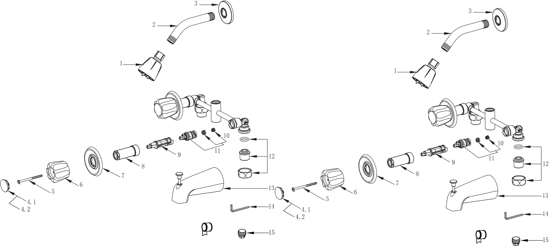 Two Handle Shower Only Trim Specifications Images