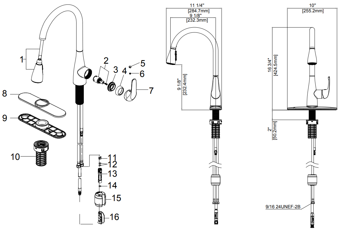 Single Handle Pulldown Kitchen Faucet Specifications Images