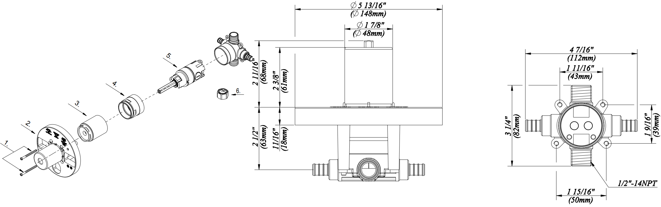 Single Control Pressure Balancing Valve Pex Connection Specifications Images