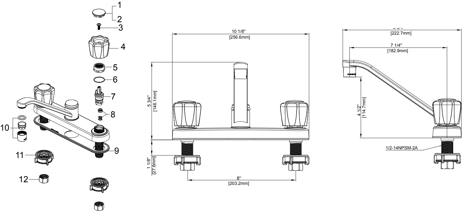 Two Handle Kitchen Faucet Specifications Images