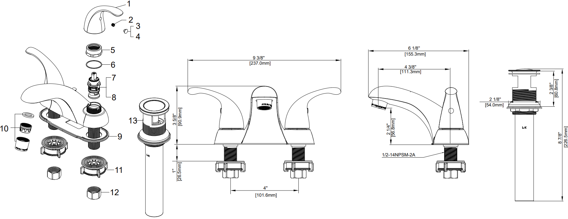 Two Handle Lavatory Faucet Specifications Images