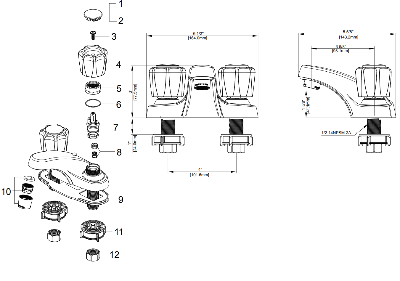 Two Handle Lavatory Faucet Specifications Images