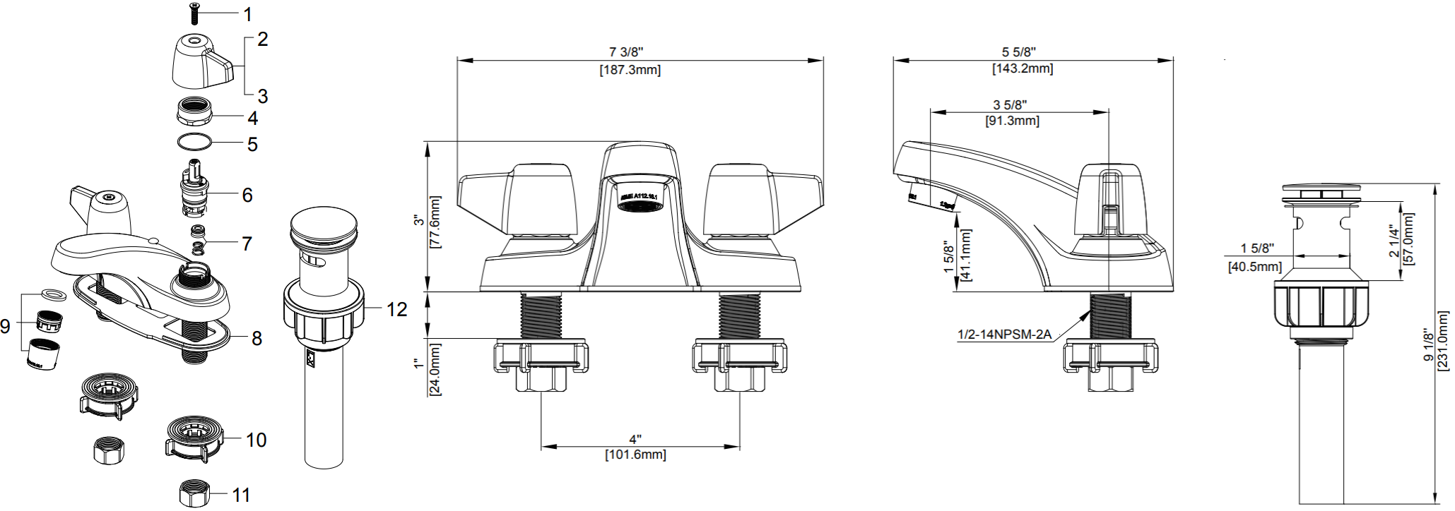 Two Handle Lavatory Faucet Specifications Images