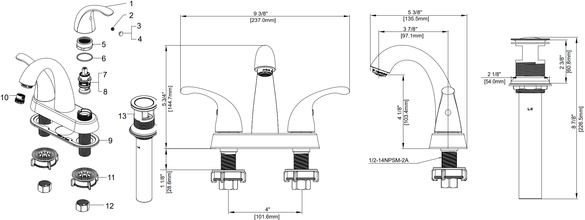 Two Handle Lavatory Faucet Specifications Images