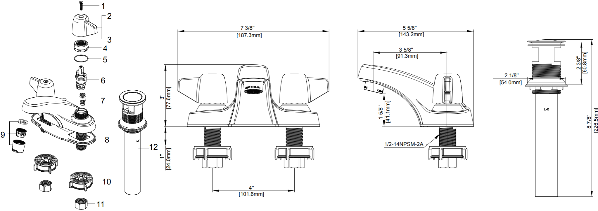 Two Handle Lavatory Faucet Specifications Images