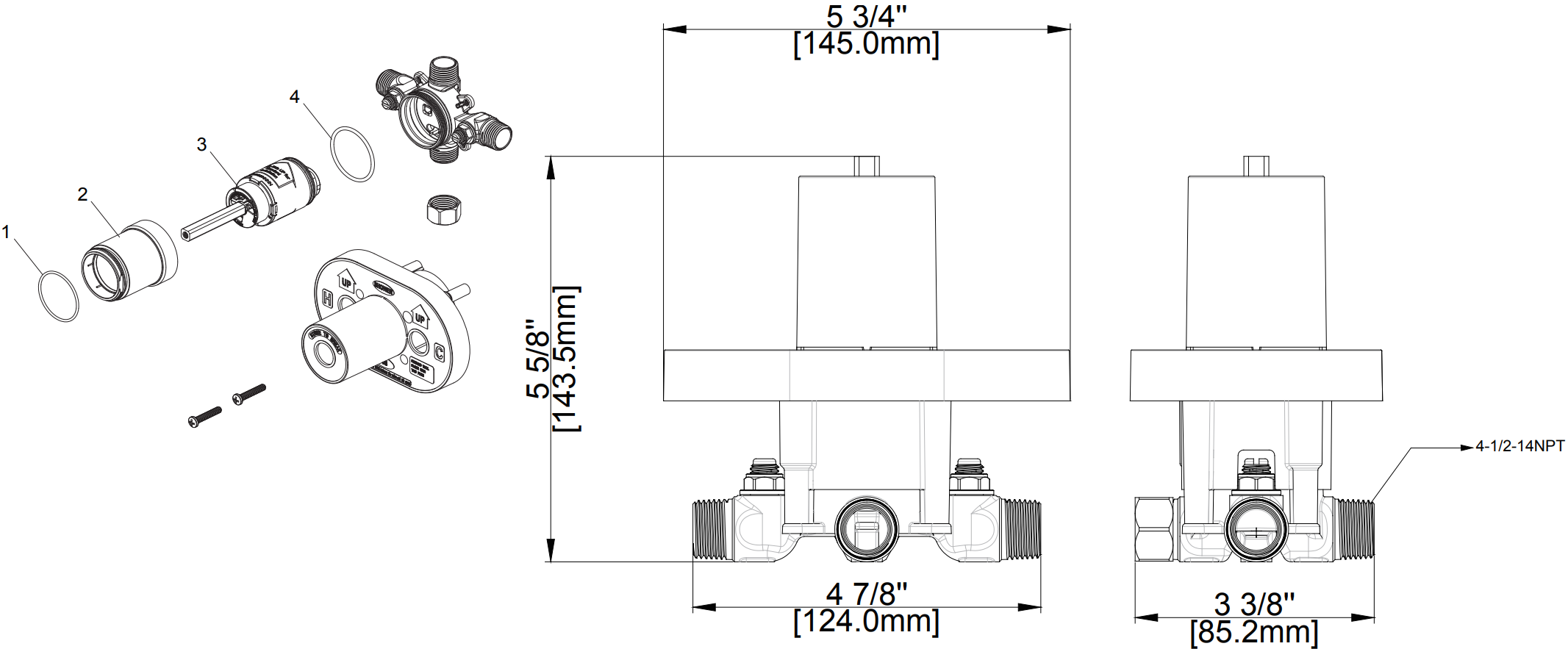 Single Control Ceramic Pressure Balancing Valve With Stops Specifications Images